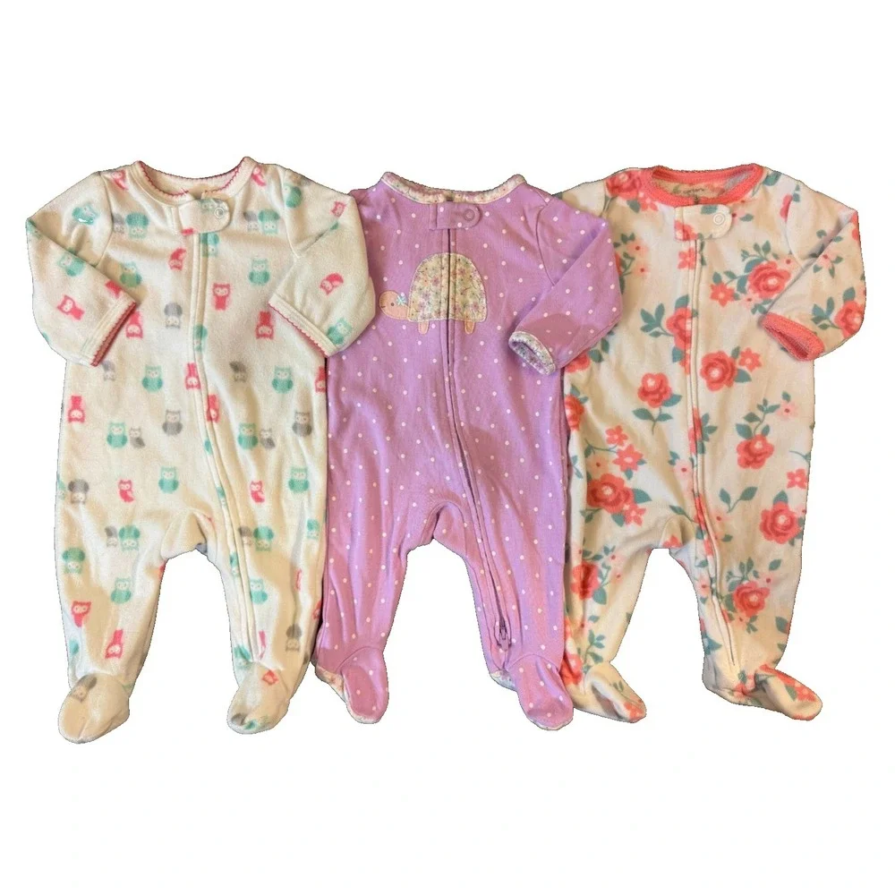 Carters Girl Sleepers 3 Months Lot Zipper Rompers Outfits‎ Sleep N Plays Pajamas